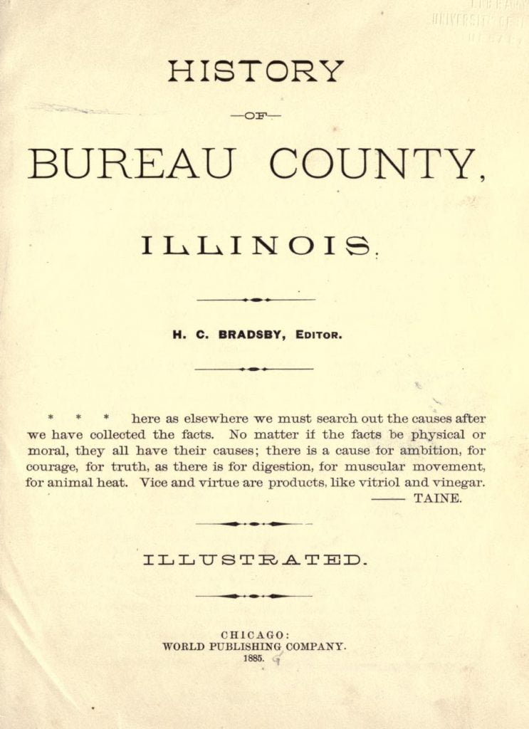 History of Bureau County, Illinois Title Page