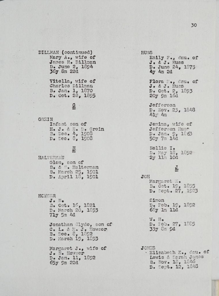 Bill Huss Chapel Cemetery page 30