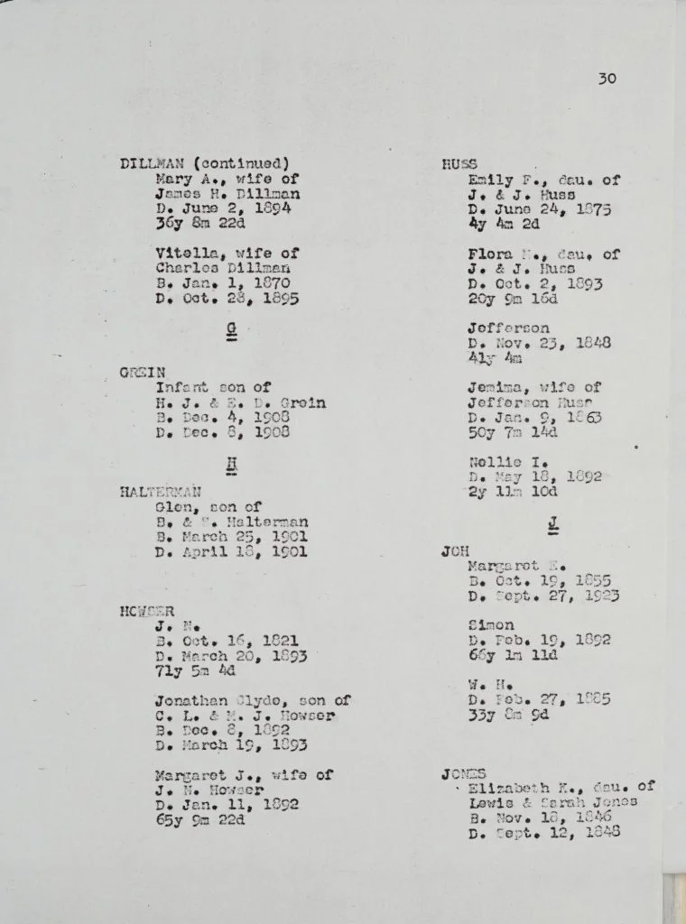 Bill Huss Chapel Cemetery page 30