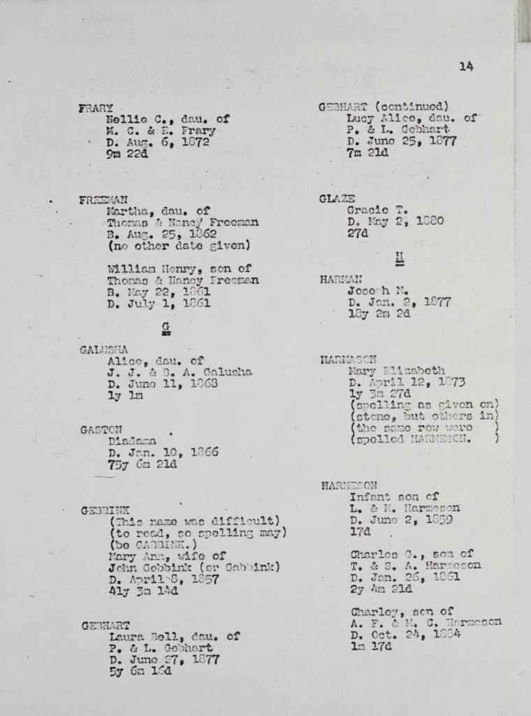 Homer Cemetery, page 14