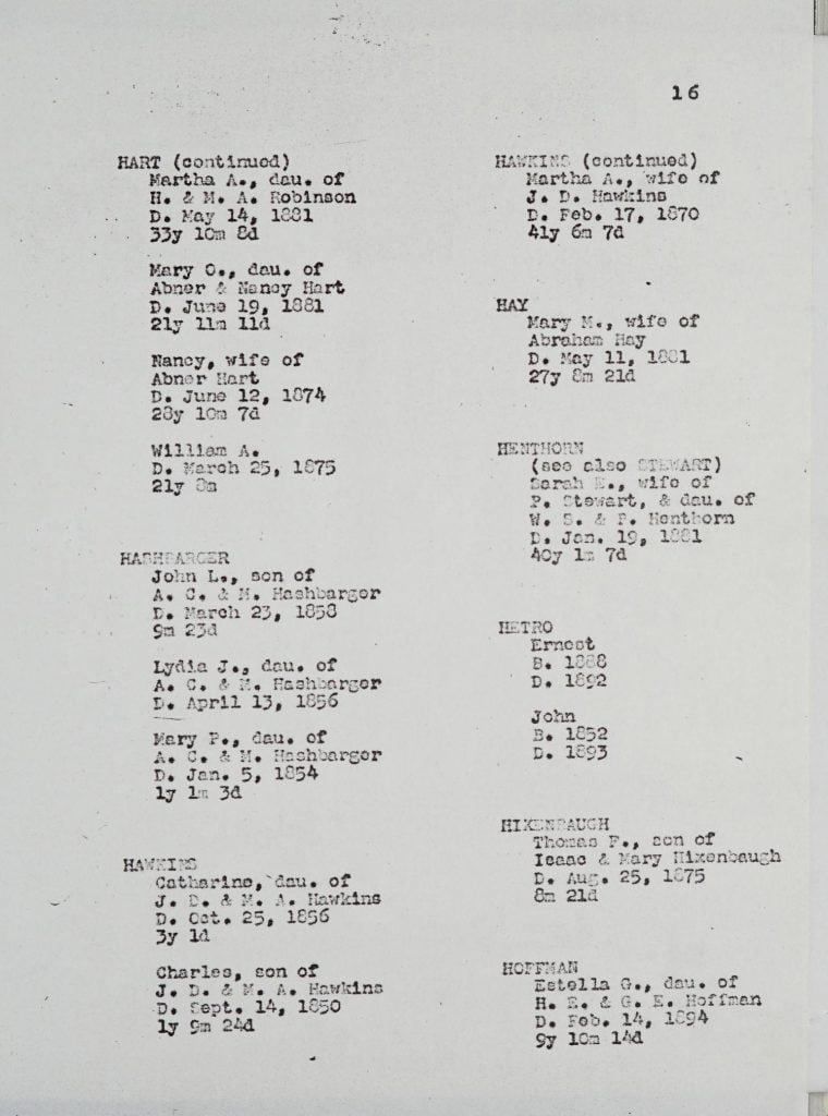 Homer Cemetery, page 16