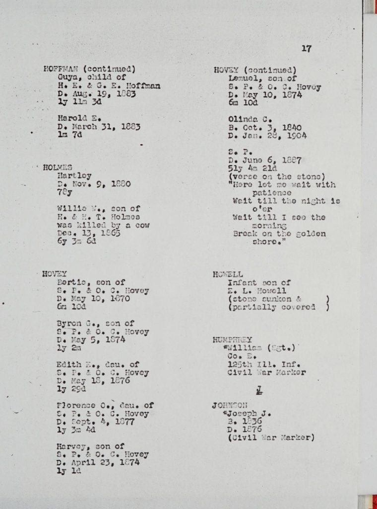 Homer Cemetery, page 17