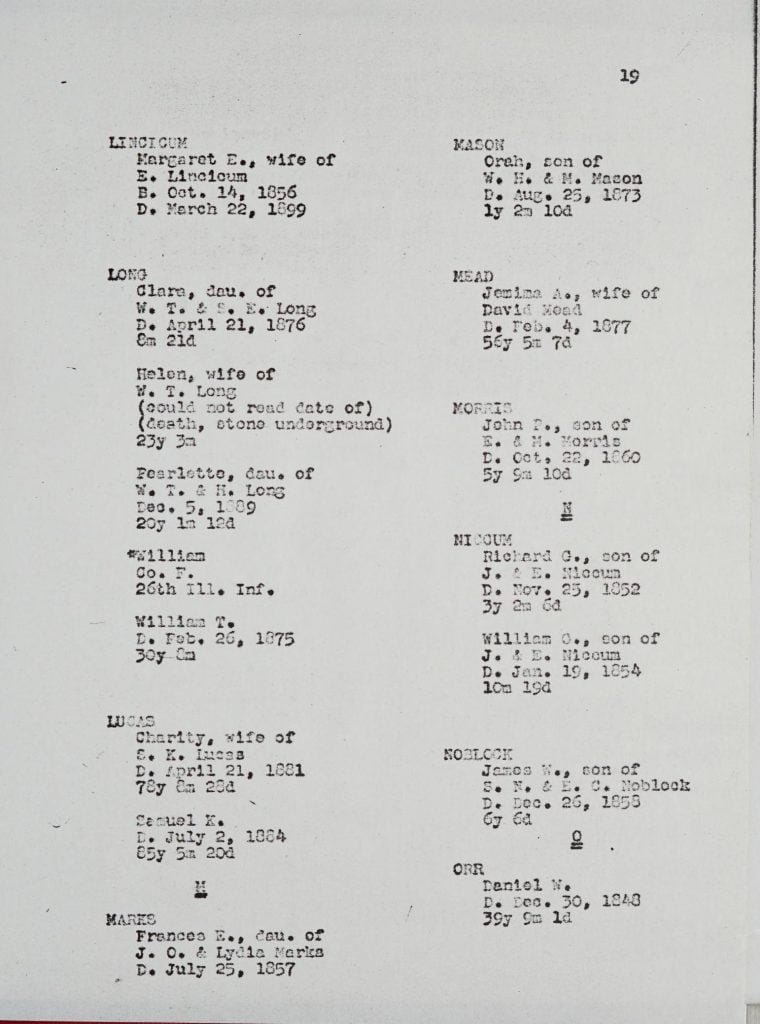 Homer Cemetery, page 19