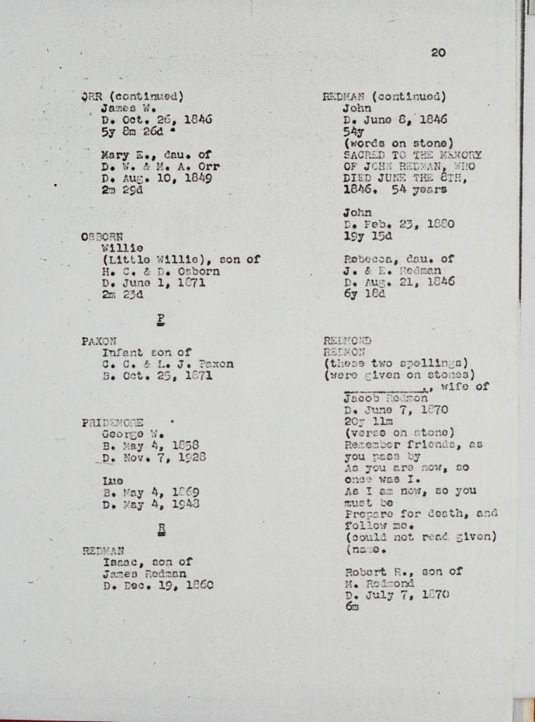 Homer Cemetery, page 20
