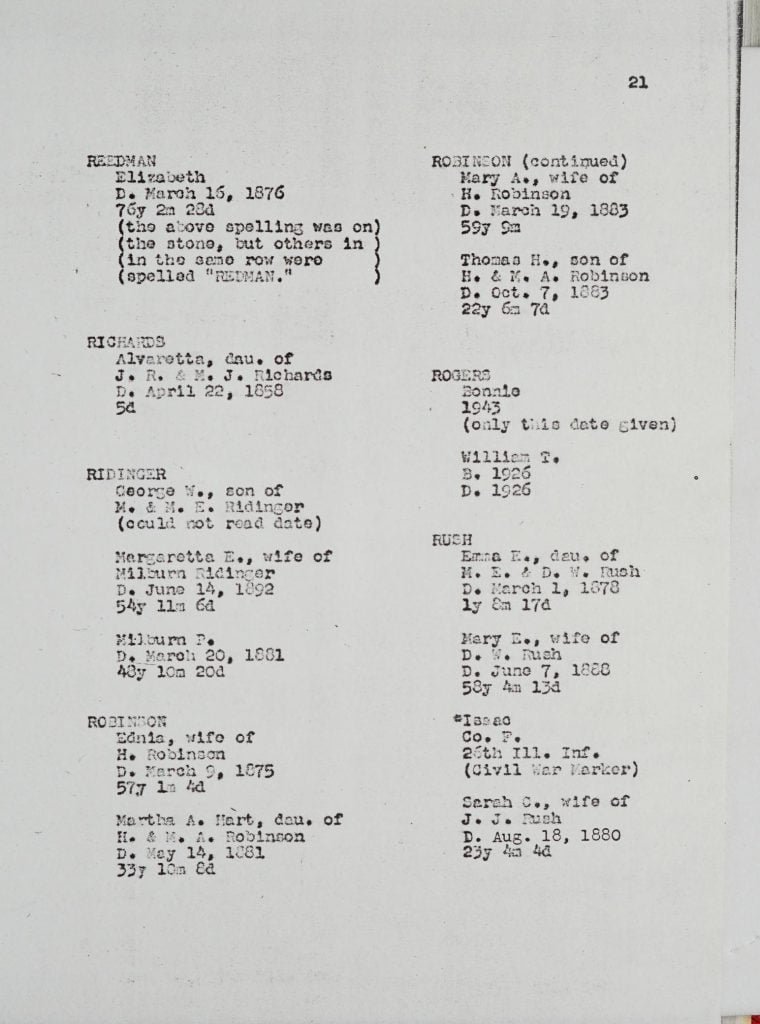 Homer Cemetery, page 21
