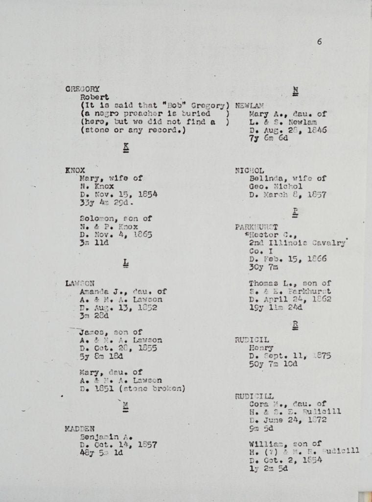 Old Bliss Cemetery, page 6