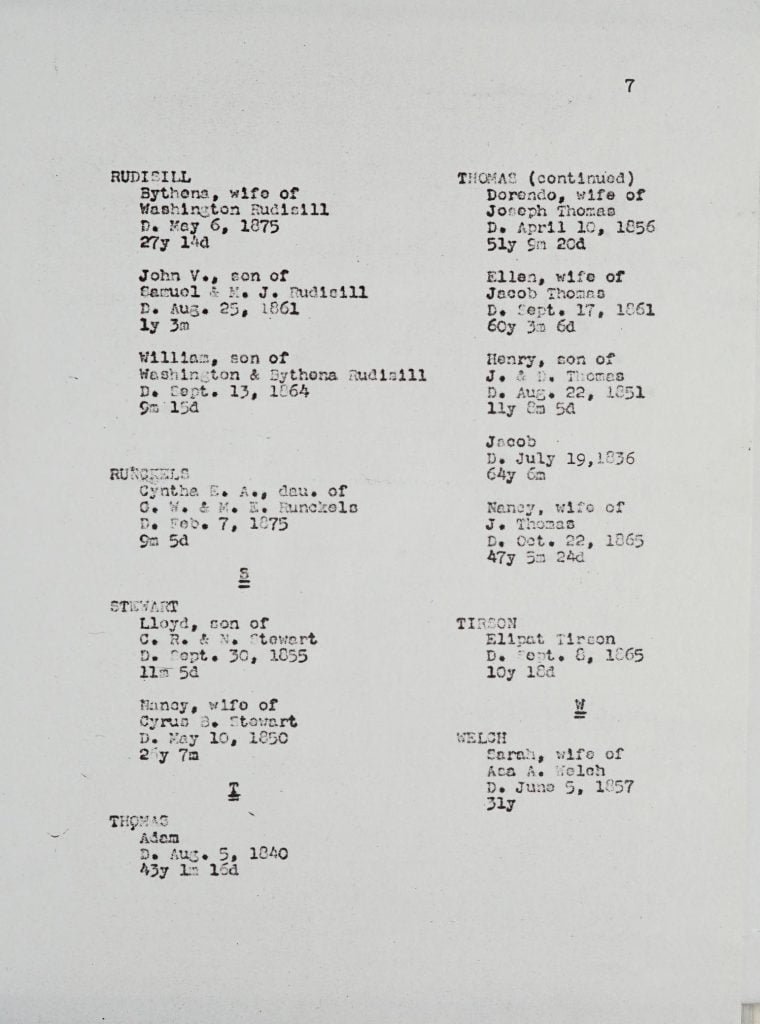 Old Bliss Cemetery, page 7