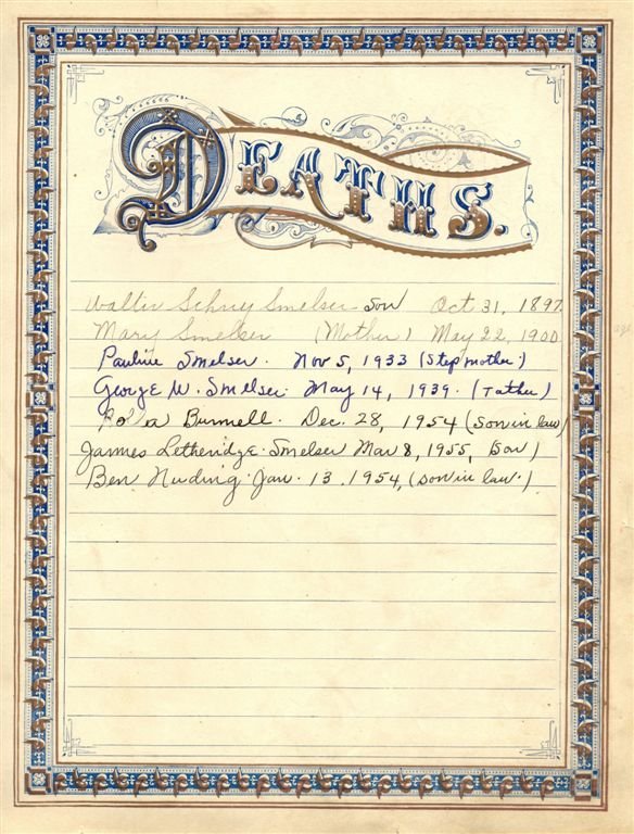 Deaths from the Smelser Bible