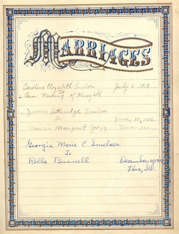 Marriages from the Smelser Bible