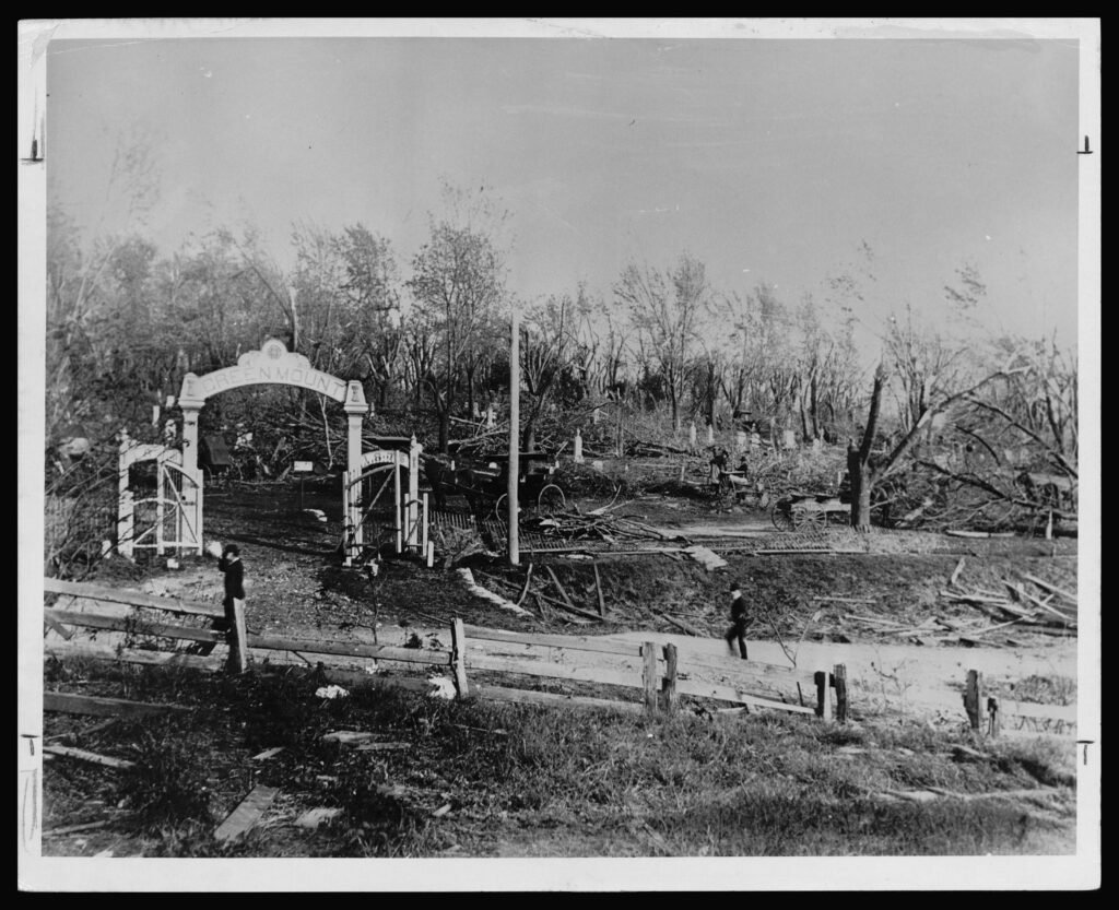 1902 Greenmount Cemetery in Quincy after storm